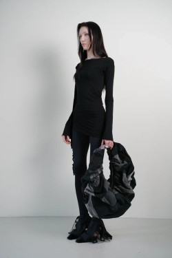 Сумка-рюша, черная