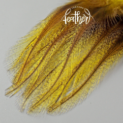 Перья из седла петуха Whiting Cock de Leon, цвет Speckled Bright Yellow (10 шт)