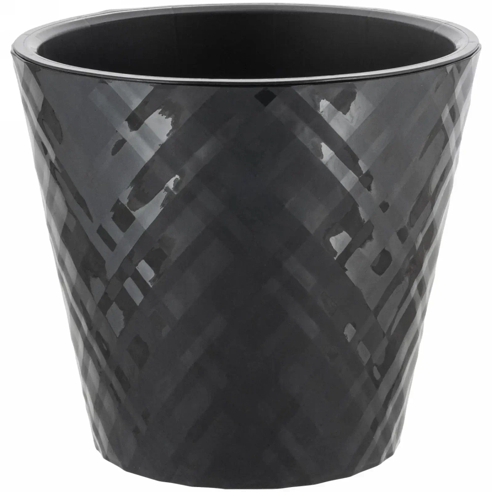 Горшок для цветов пластиковый 3,3л d-19см «Manhattan» c дренажной вставкой, оникс