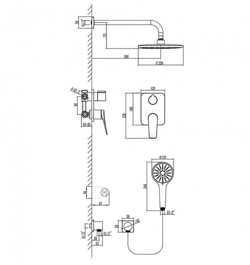 Душевая система Lemark Bronx LM3729BL Черная