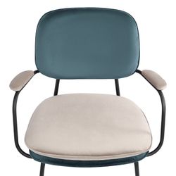 Стул с подлокотниками Pea, велюр, сине-зеленый/бежевый