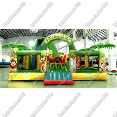 Коммерческий надувной батут "Джунгли малый со скалодромом"
