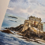 Картина авторская акварельная в паспарту 30х40 см на стену для интерьера "Сен-Мало. Франция"