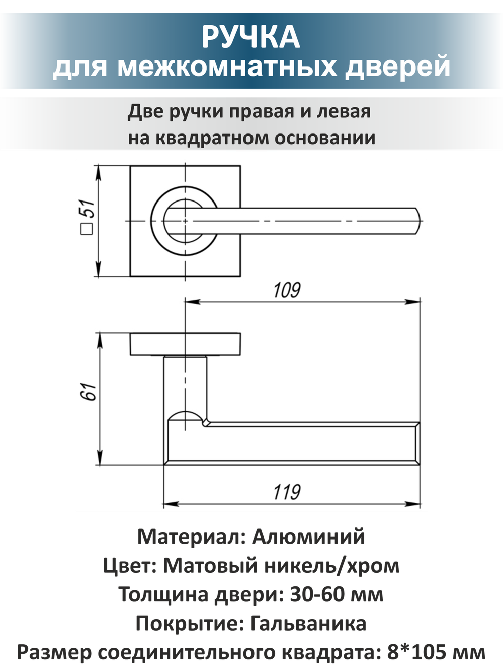 Комплект дверной фурнитуры для межкомнатной двери POLO