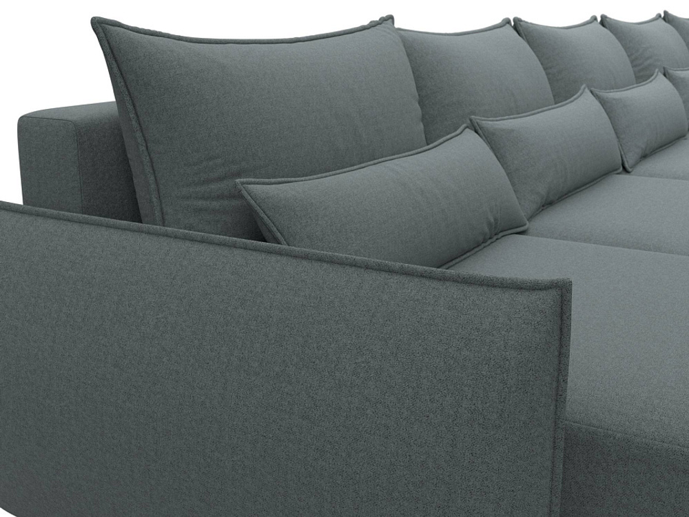 Диван П-образный Лига-051 НПБ МегаЛонг РОГОЖКА Амур 07 серый