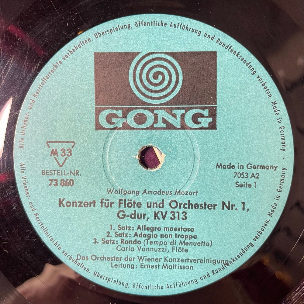 Винтажная виниловая пластинка LP W. A. Mozart Моцарт, Luigi Boccherini KV 313, Konzert Fur Flote Und Orchester D-dur (Germany 1966)
