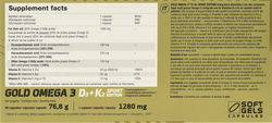 OLIMP Gold Omega 3 D3 + K2 Sport Edition 60 капс., Омега 3 + К2