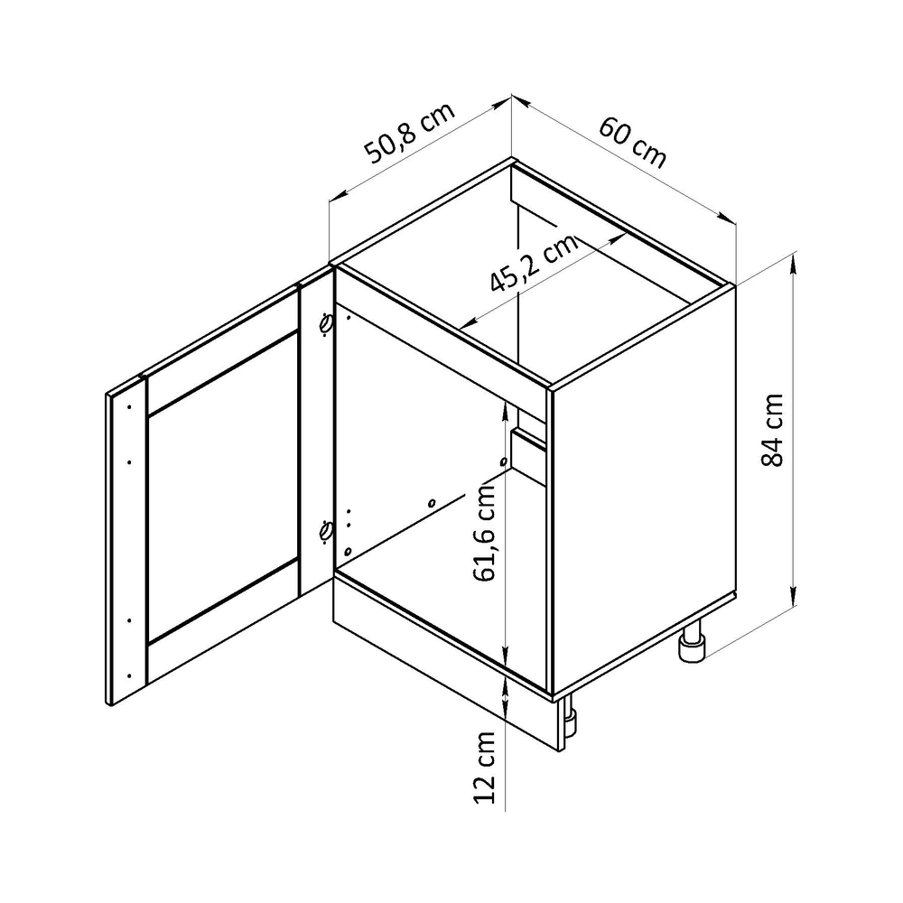 Модуль напольный под раковину Вестфалия, 60х51х84, из массива сосны, кухонный модуль, Dipriz