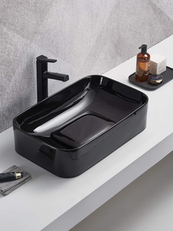 Раковина накладная (матовая черная) WeltWasser WW ELBACH 78575-70 MT-BL 705х350х150