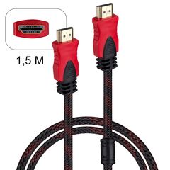 Кабель HDMI (m) - HDMI (m) (папа-папа) 1.5м (Черный с красным)