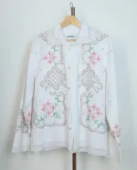 Рубашка Soeurs с Персиковой Вышивкой белая