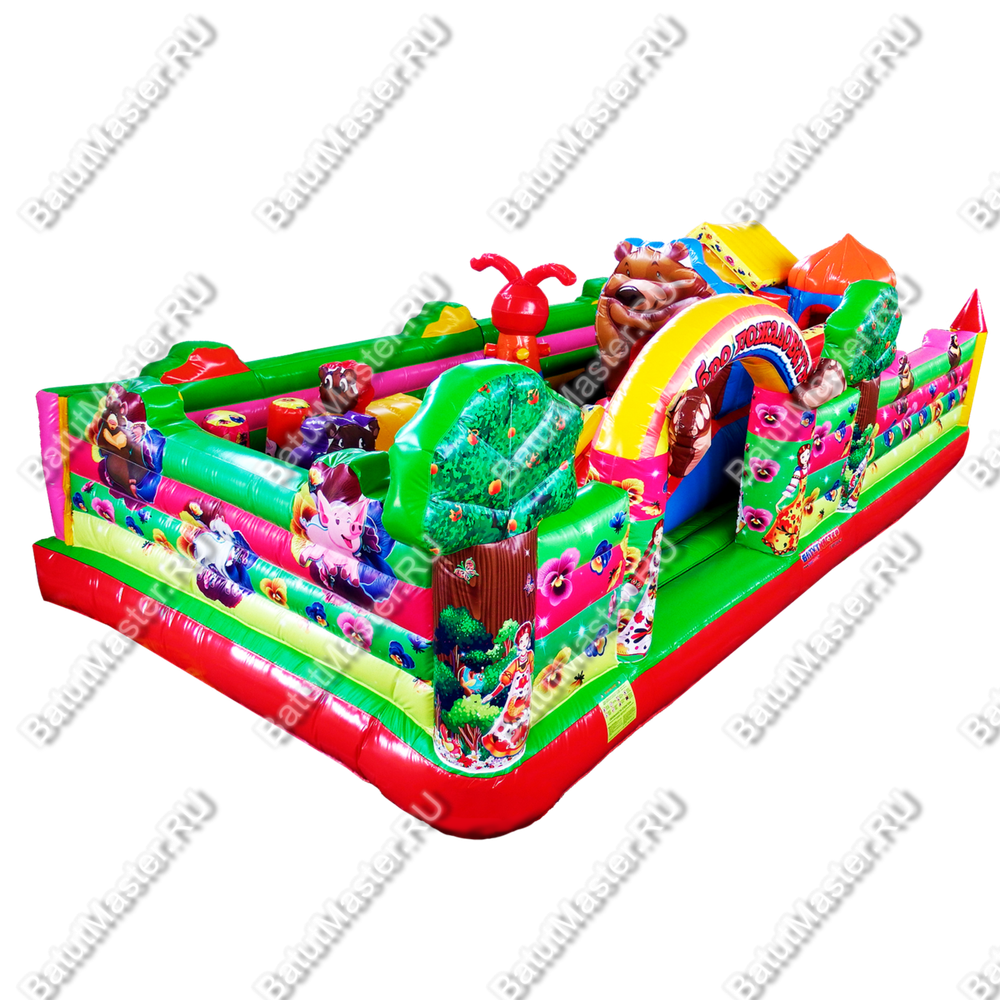 Коммерческий надувной батут "Маша, Миша и компания" 9,5*5*2,8 м
