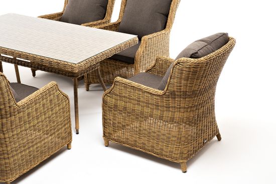 "Неаполь" обеденная группа плетеная из искусственного ротанга, цвет соломенный