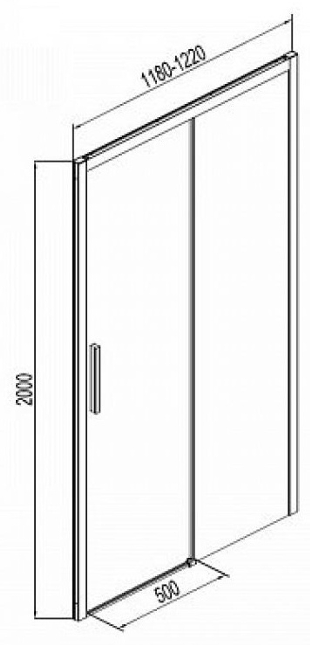 AE60-N-120H200U-BT Aquanet Pleasure, дверь в нишу 1200 мм, профиль-черн.мат. Стекло прозрачное
