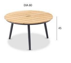 Marine, стол кофейный антрацит/натуральный, алюминий/тик