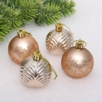 Новогодние шары 5 см (набор 4 шт) «Лесная тайна», шампань