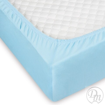 Простыня трикотажная на резинке "ВЛ. ГОЛУБОЙ", борт 20 см, 100% хлопок, Россия.