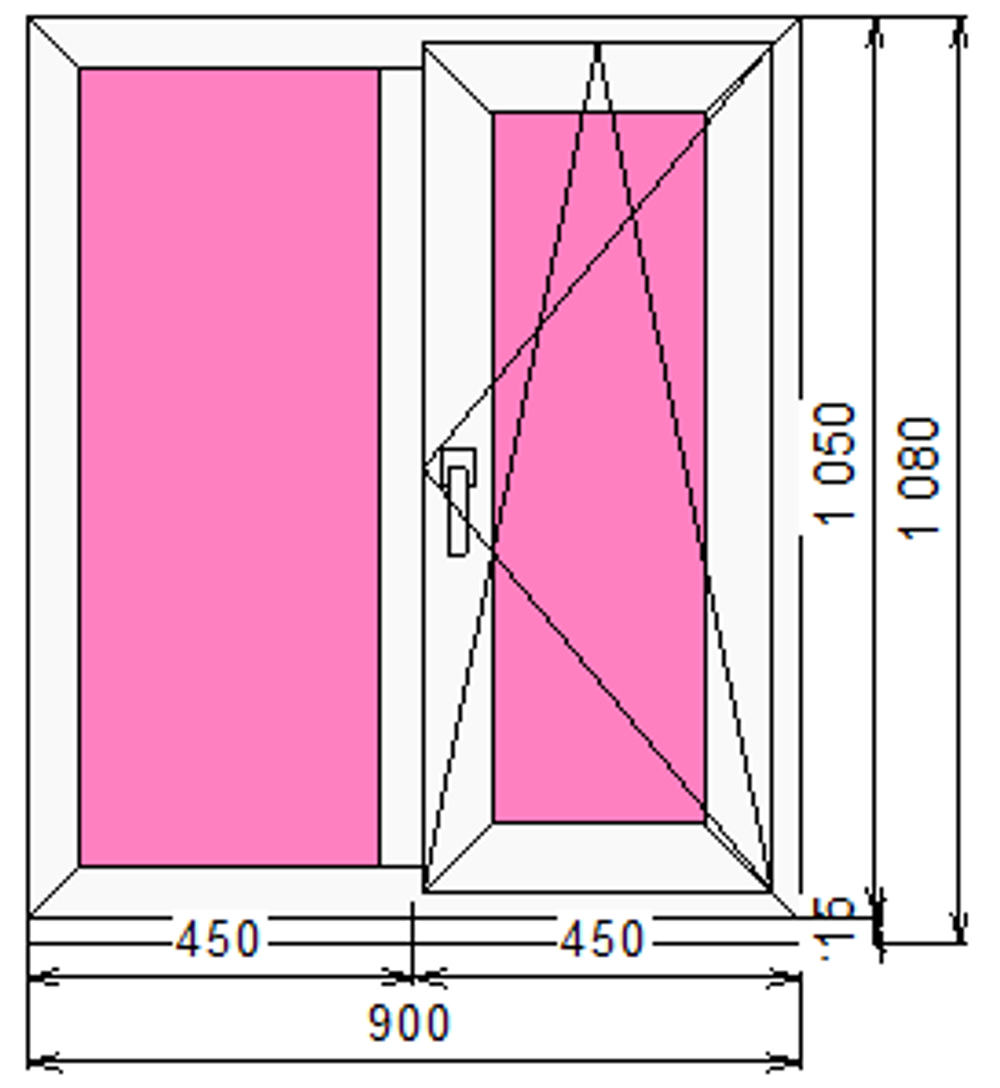 Пластиковое окно 1050 х 900 ТермА Эко