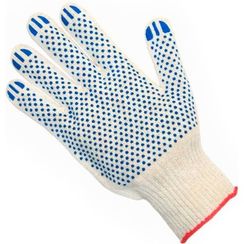 Перчатки хб, 7.5 класс 9-ти нитка, ПВХ покрытие - точка