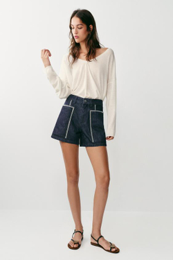 ZARA ШОРТЫ Z1975 С ВЫШИВКОЙ, СИНИЙ
