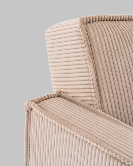 Диван раскладной прямой Кассель велюр рельефный бежевый