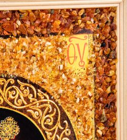 AMB-51/ 4 Икона Божией Матери «Казанская» (с янтарной крошкой) дер.рамка 21х30