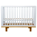 Кровать детская Мой Малыш Marit (3 уровня ложа, продольный маятник, накладка ПВХ) белый-бук