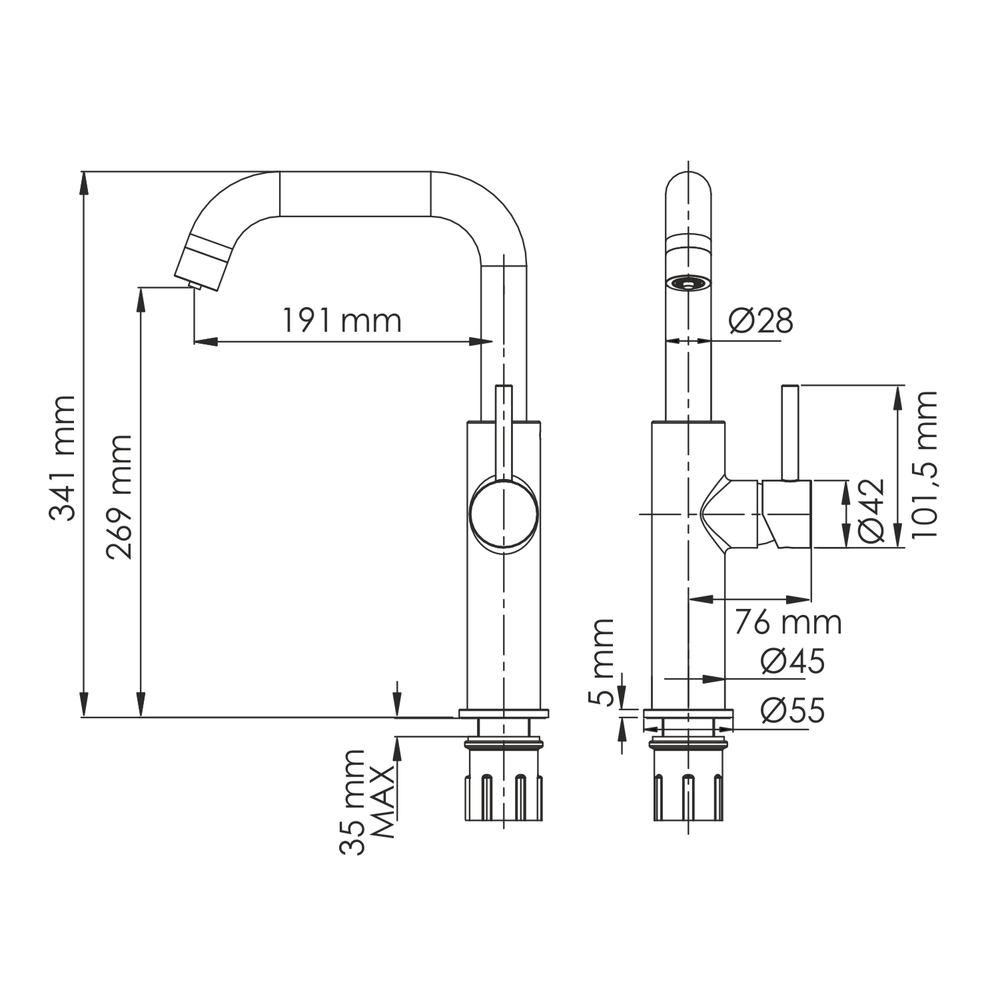 Смеситель для кухонной мойки WasserKRAFT