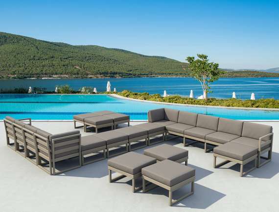 Комплект угловой уличной мебели Mykonos, пластик, бежевый