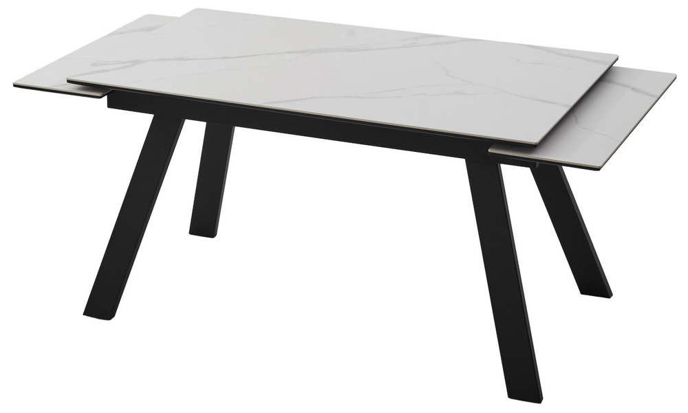 Стол МОРИС-2 140 MATTE БЕЛЫЙ МРАМОР, керамика / Черный каркас, М-City