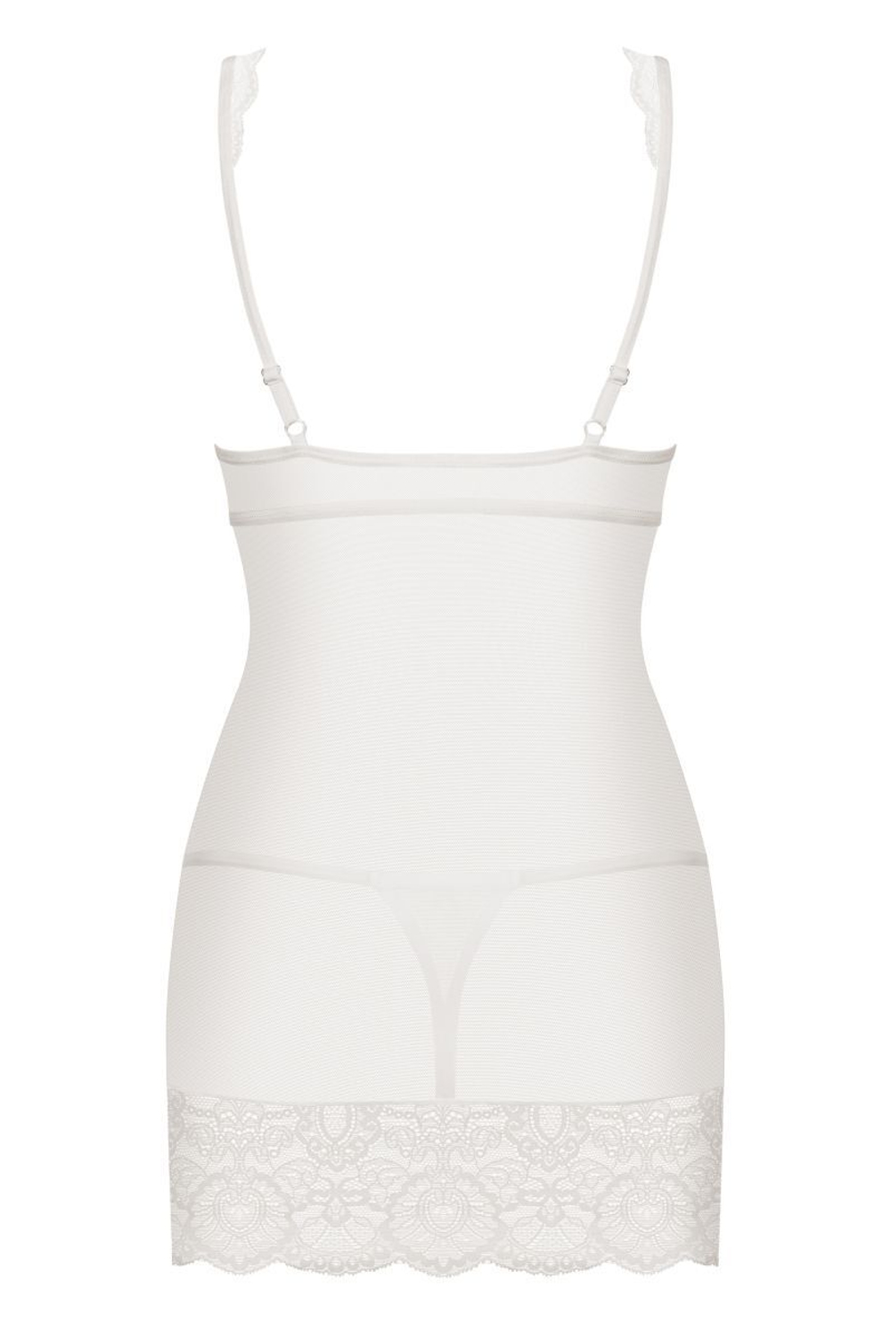 Полупрозрачная облегающая сорочка с лифом на косточках (Размер: L-XL) (Цвет: красный)