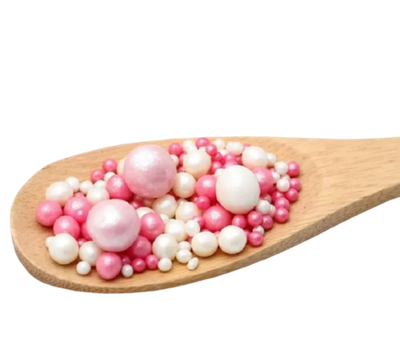 Драже «Жемчуг», взорванные зёрна риса в цветной кондитерской глазури, бело-розовый микс, 50 г
