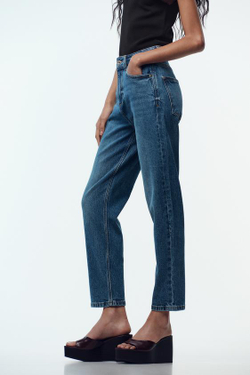 ZARA ДЖИНСЫ MOM FIT COMFORT Z.01 С ВЫСОКОЙ ПОСАДКОЙ, СИНИЙ