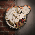 Настенные часы WOODandROOT Automaton 1789 Hermitage с открытым механизмом и вращающимися шестерёнками в стиле стимпанк