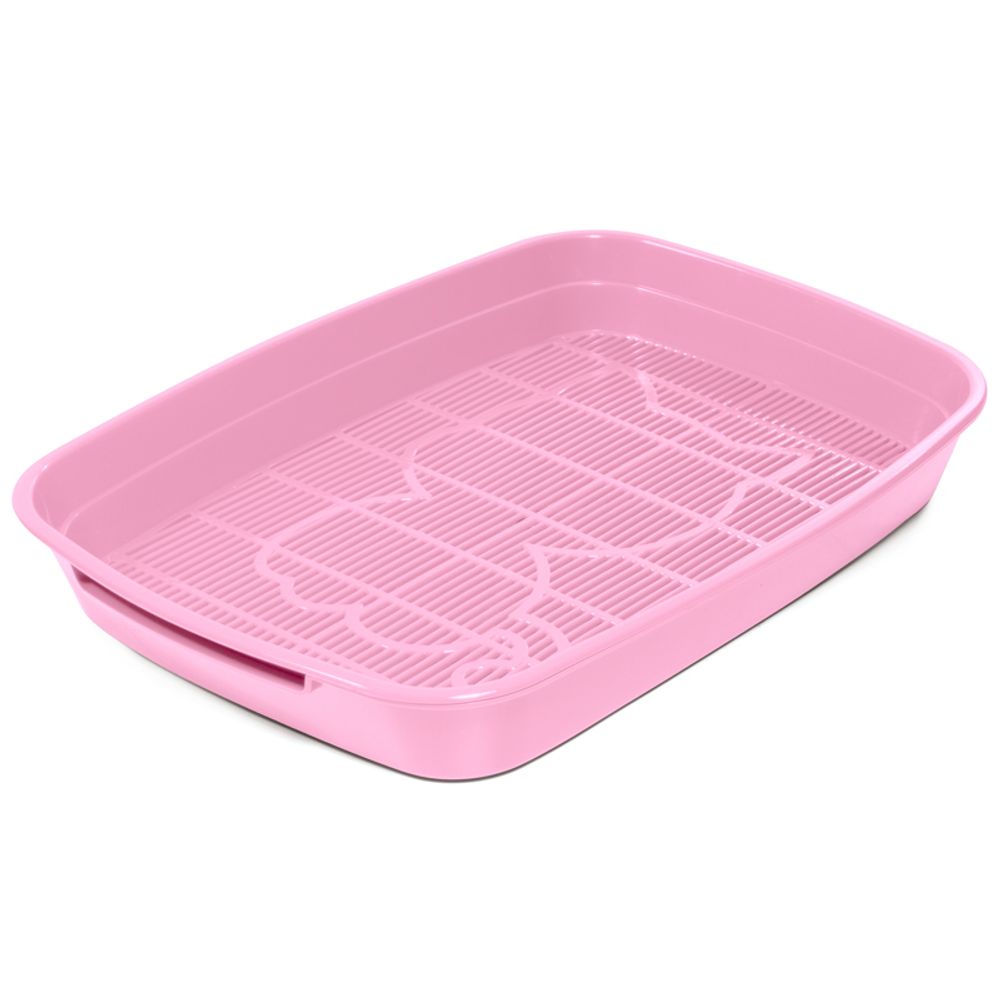 Туалет для кошек с сеткой малый "Леопольд", розовый, 340*260*50мм, Gamma