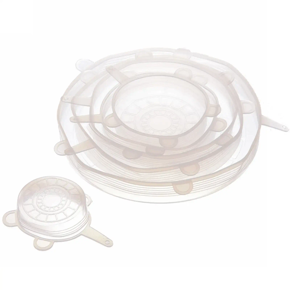 Крышка полиэтиленовая в наборе 6шт (20см.15см,13,5см,10см,8см,6см) прозрачная