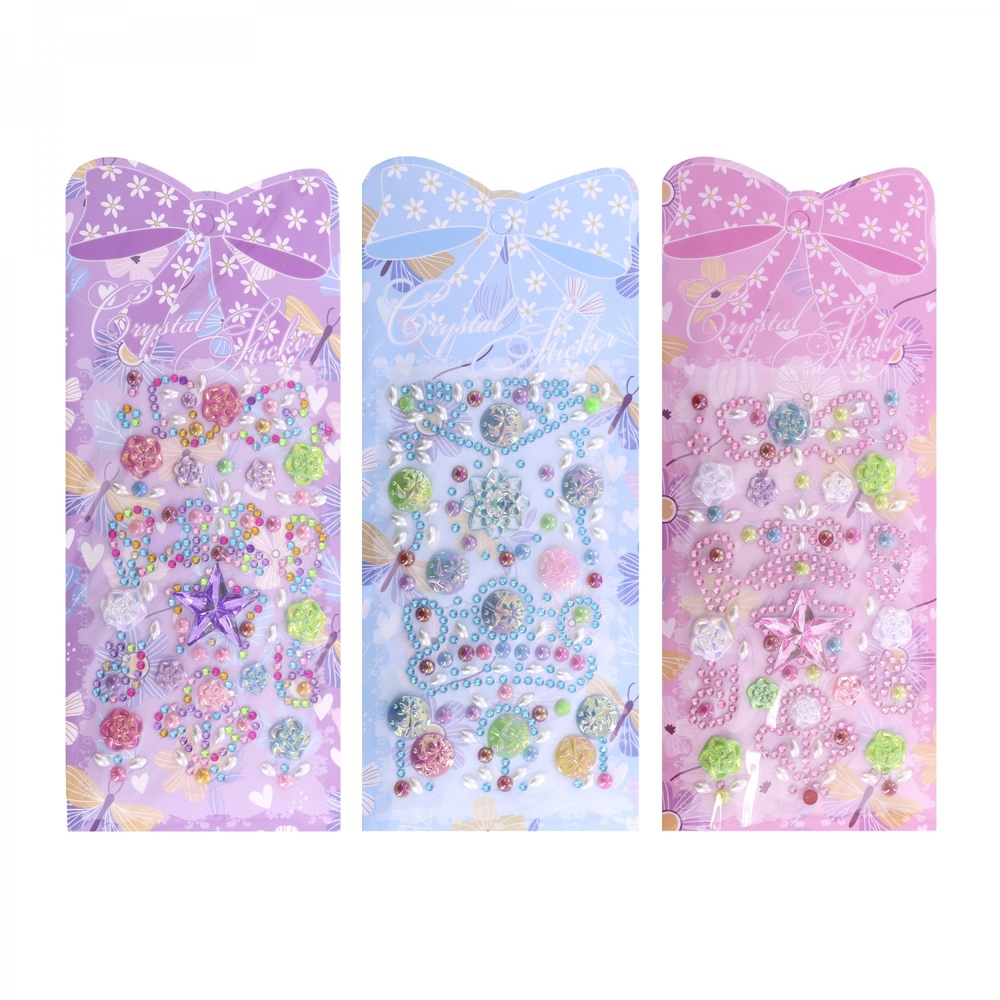 Наклейки-стразы Alingar, акриловые, "Праздничное ассорти", цветочки, звездочки, корона, пакет с европодвесом