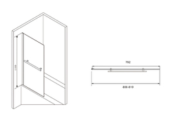 Шторка на ванну Abber Immer Offen 80х140 AG70080B профиль Черный стекло прозрачное