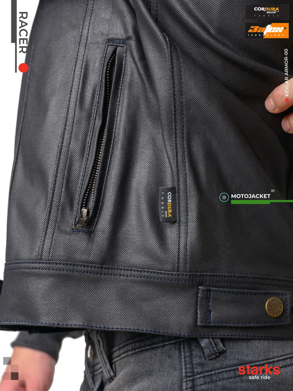 Мотокуртка  комбинированная RACER / Черный