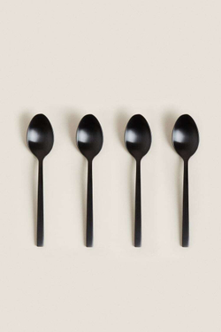 ZARA HOME МАТОВАЯ ДЕСЕРТНАЯ ЛОЖКА (НАБОР ИЗ 4 ШТ.), ЧЕРНЫЙ