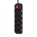 BURO Сетевой фильтр 5 розеток (500SH-3-SW-B) 3м, черный коробка {1159726}