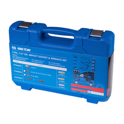 KING TONY (44106AMP01) Гайковерт пневматический ударный 1/2", 881 Нм, с комплектом головок, 17 предметов