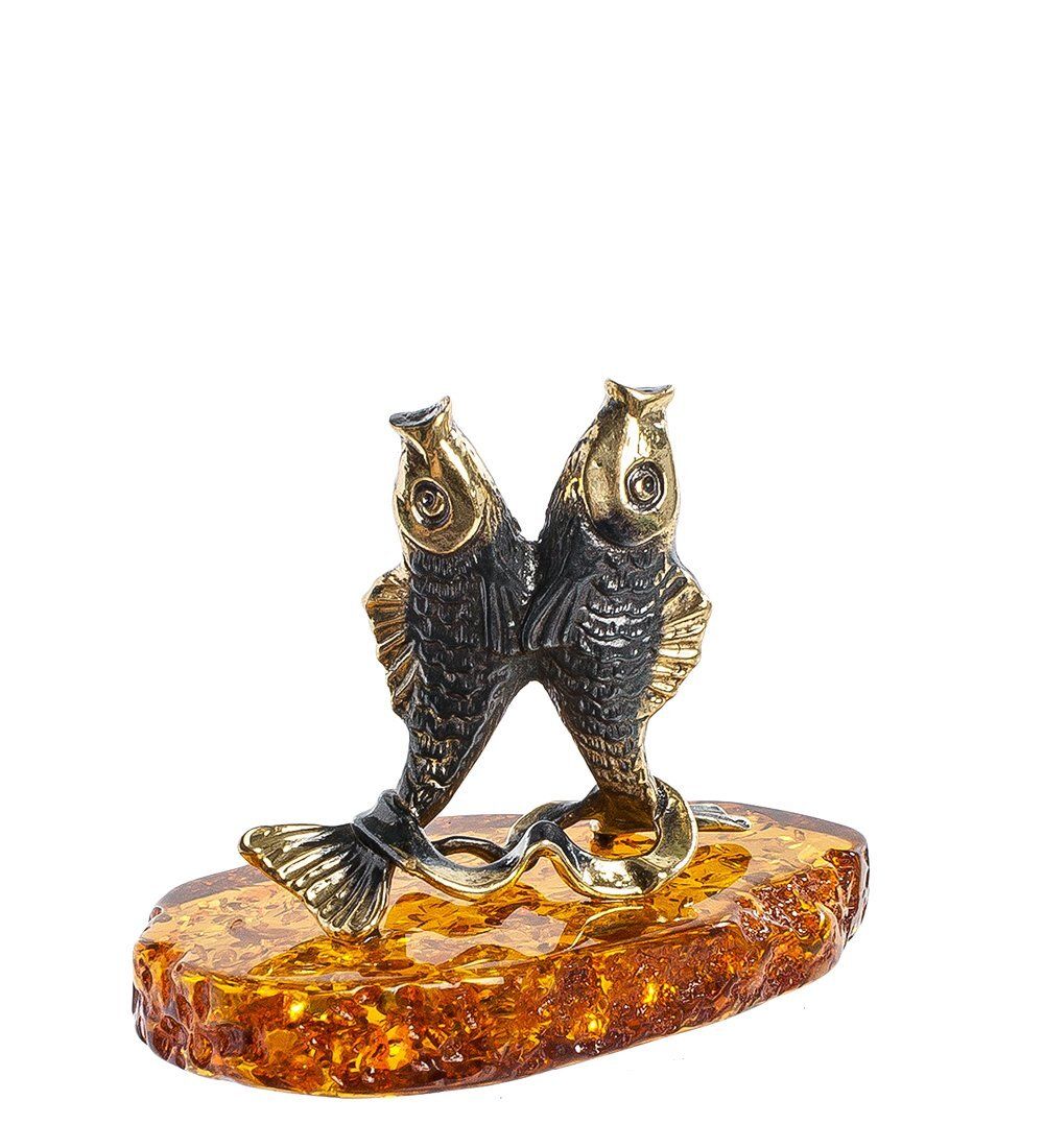 Народные промыслы AM-1267 Фигурка «Рыбы» (латунь, янтарь)