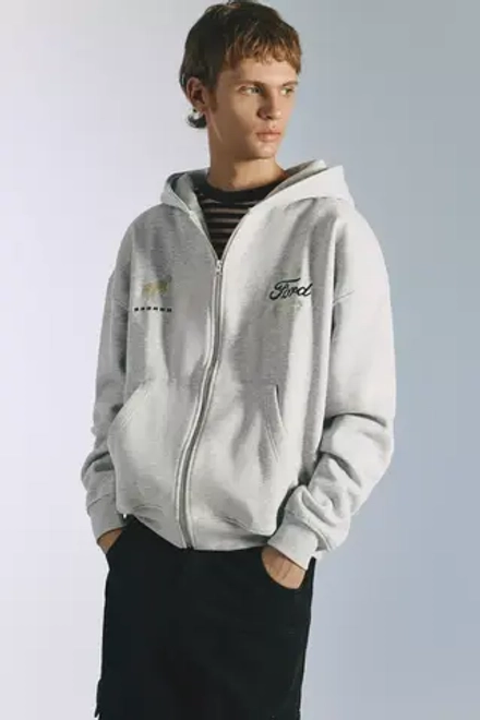 PULL&BEAR Толстовка на молнии Ford, серый меланж