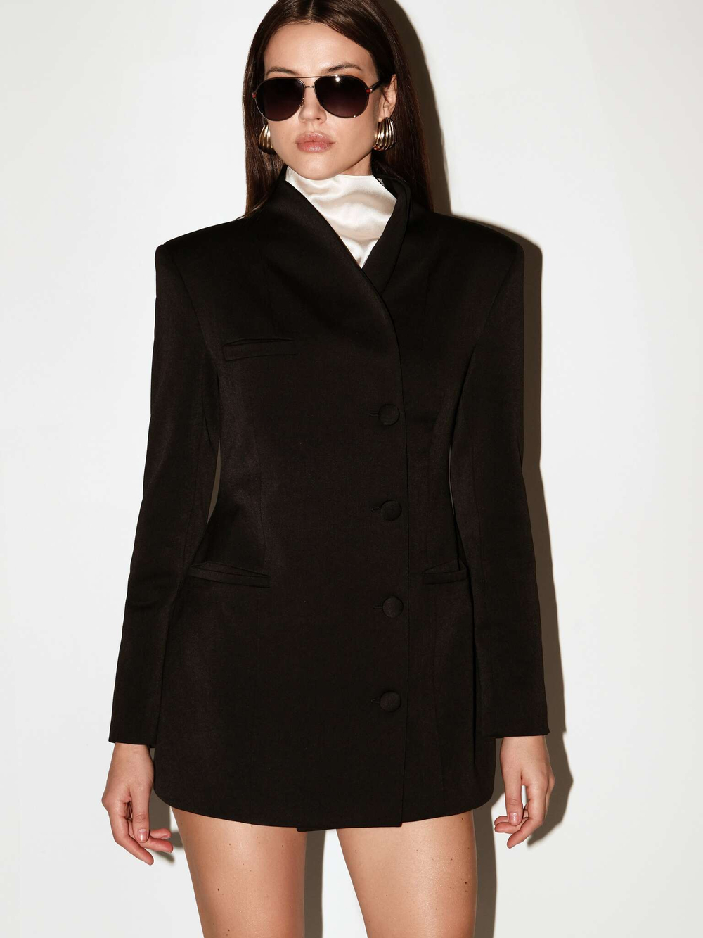 Жакет длинный с воротником стойкой