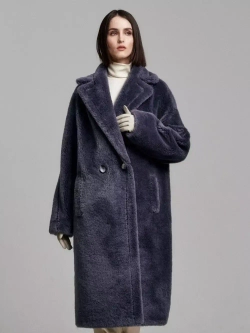Шуба из овечьей шерсти чебурашка пальто тедди, графитовая, SilverFox