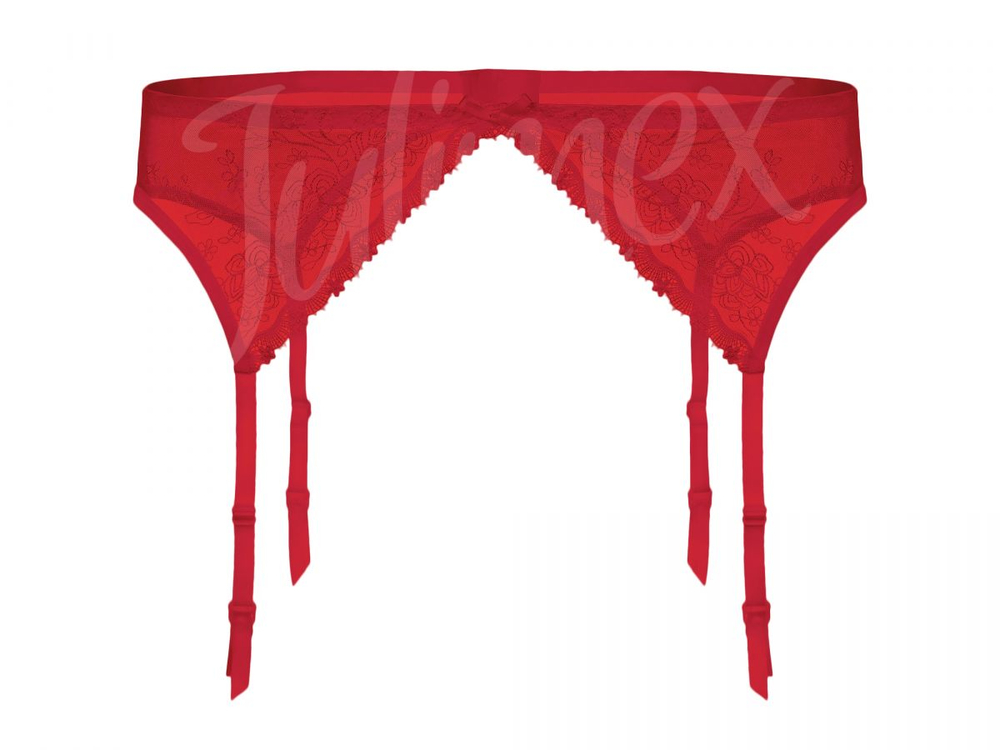 Кружевной пояс Rose с подтяжками для чулок (Размер: XL) (Цвет: красный)