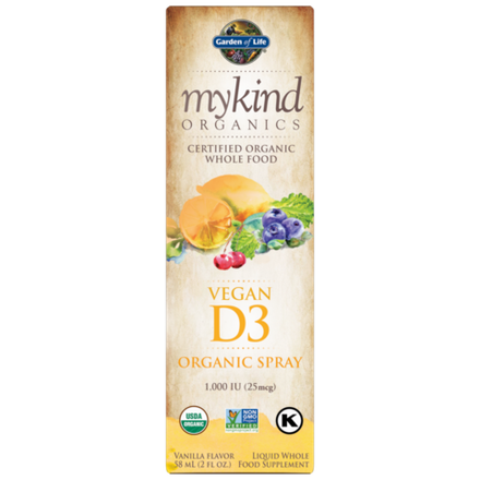 Garden of Life, Спрей с витамином Д3 1000 МЕ, mykind Organics Vegan D3 Organic Spray 1000 IU, 58 мл