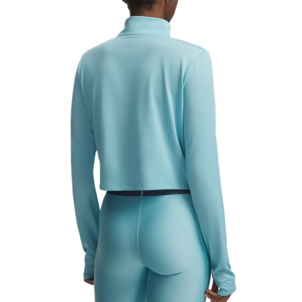 Женская теннисная футболка   Under Armour Tech Branded 1/2 Zip - blue haze/lumos lime/white