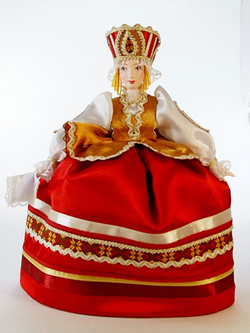 Кукла коллекционная на чайник в русском народном костюме